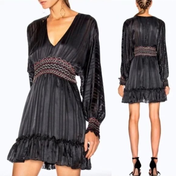 Ulla Johnson Odette Smocked Silk Dress - Picture 1 of 9